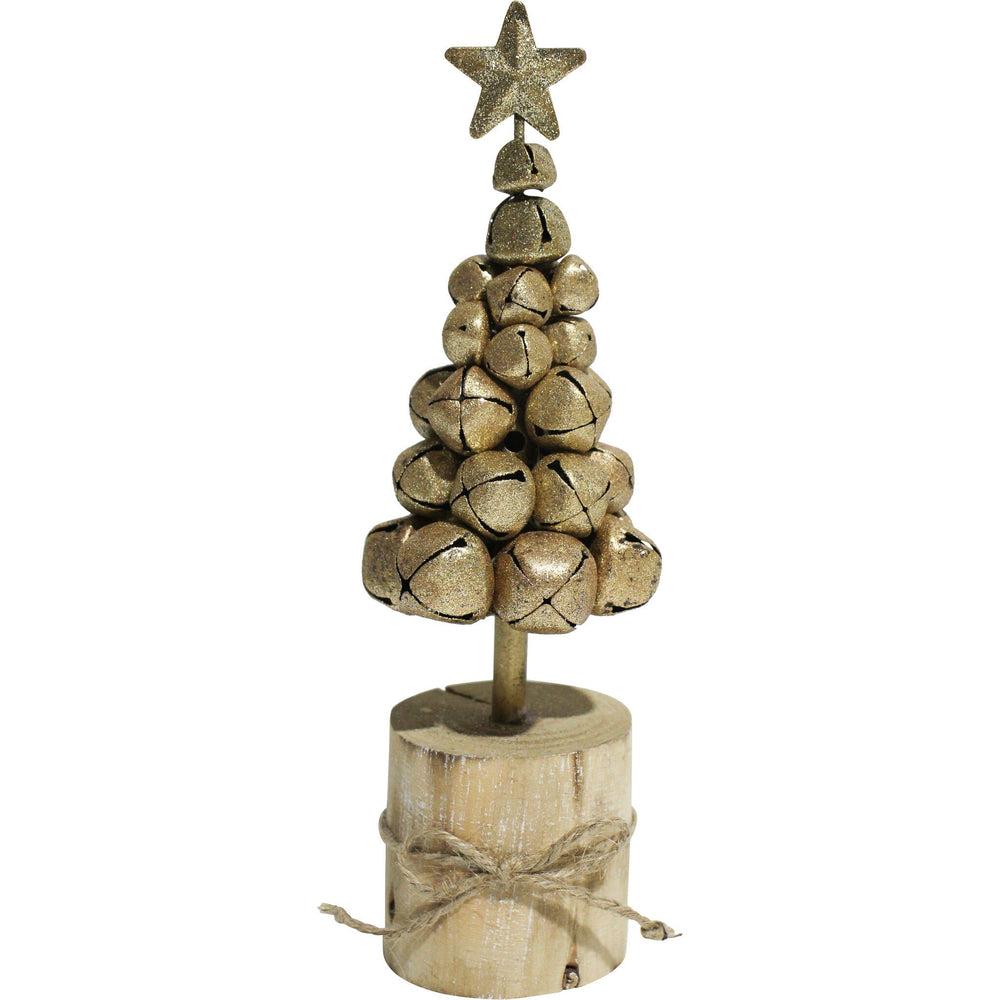 GOLD BELL CHRISTMAS TREE ON STUMP