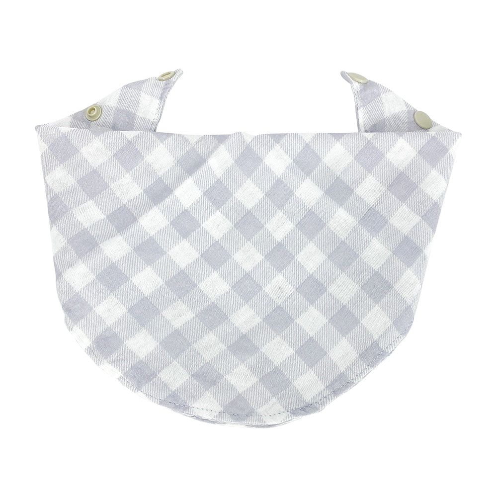 GREY GINGHAM BANDANA BIB/BURP CLOTH BY ANNABEL TRENDS