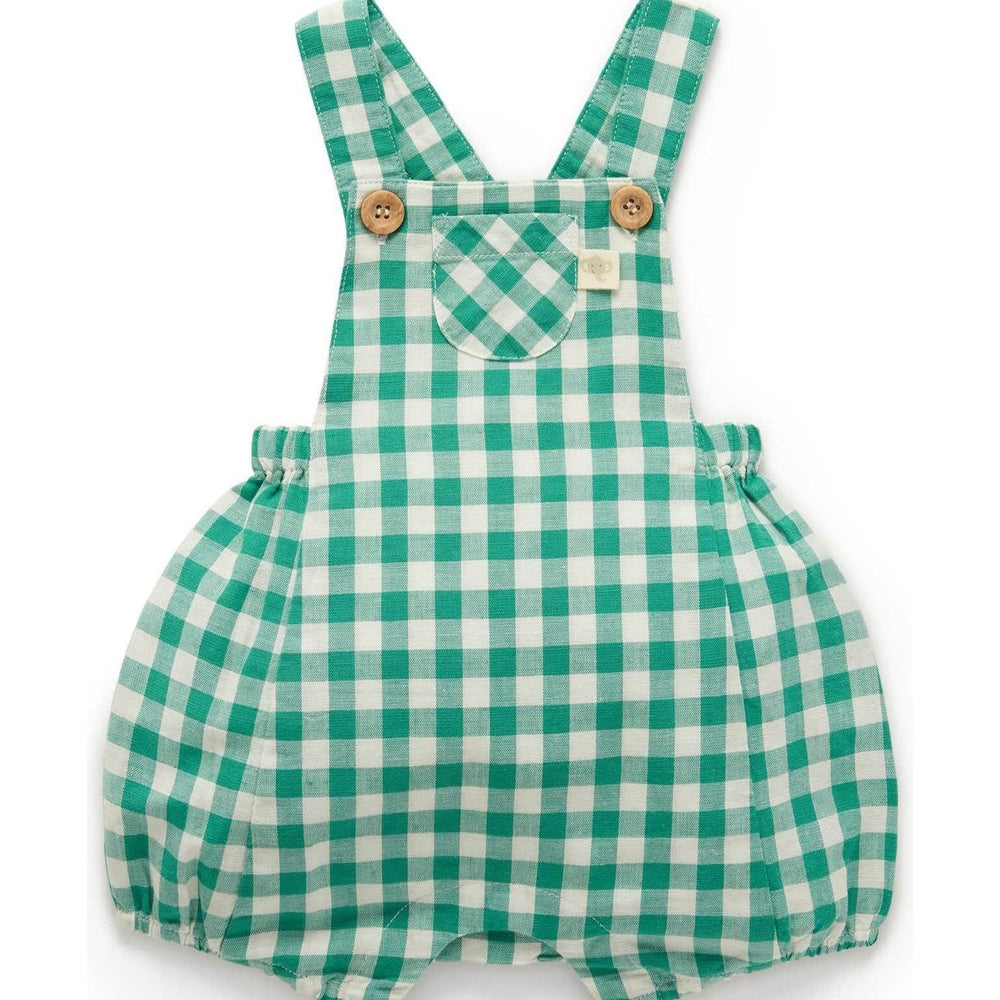 PALM GINGHAM LINEN BLEND OVERALLS BY PUREBABY