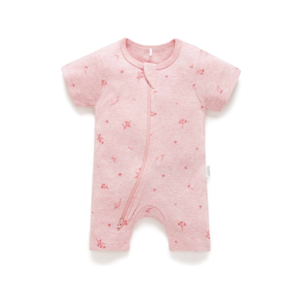 PEONY BLOSSOM SHORT LEG ZIP GROWSUIT BY PUREBABY