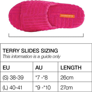 
                  
                    TERRY SLIDS SLIPPERS BY ANNABEL TRENDS
                  
                