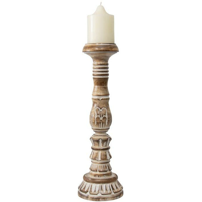 TALL HAND-CARVED EMBELLISHED PILLAR CANDLE