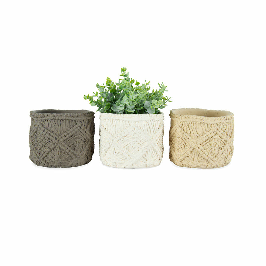 
                  
                    SET/3 ASST ‘MACRAME’ POTPLANTERS W/HOLE & PLUG
                  
                