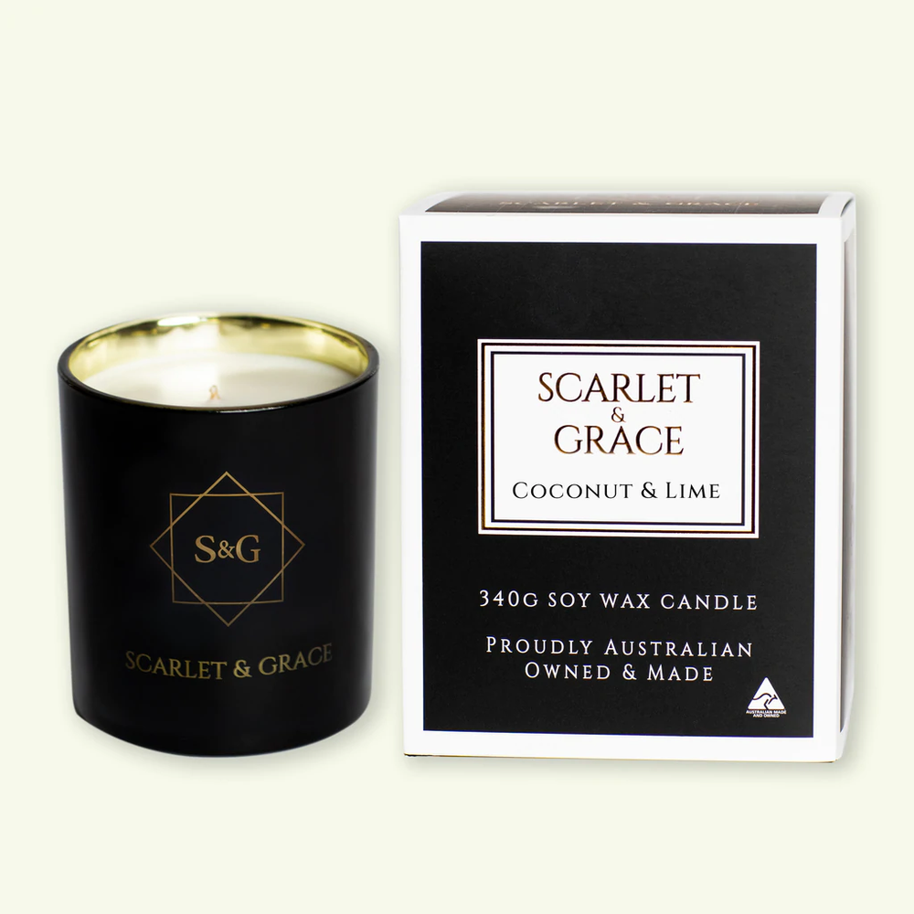 COCONUT LIME SCENTED SOY WAX CANDLE BY SCARLET & GRACE