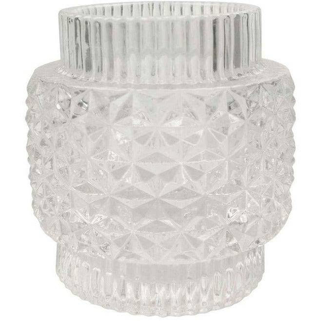 CREASE GLASS TEALIGHT HOLDER LARGE CLEAR