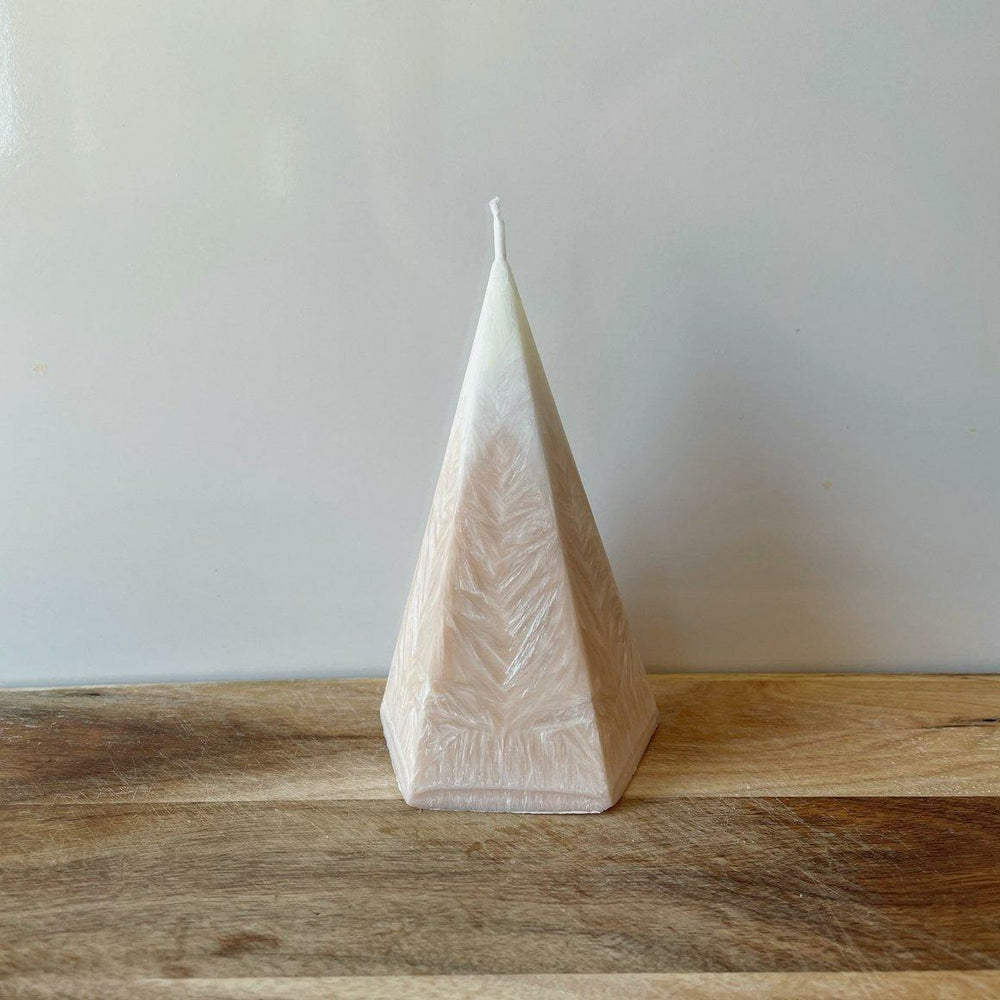 
                  
                    Crystal Pyramid Candle in Champagne and Silver are hand poured Natural Palm Wax Australian Made
                  
                