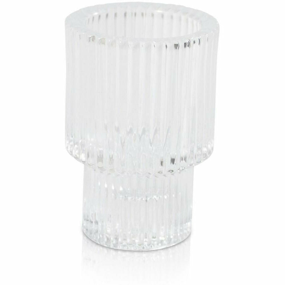 
                  
                    Arlo Vintage Glass Candle Holder in Clear has a gorgeous, retro silhouette and stylish pleated glass finish. Cleverly designed to suit multiple candle types.
                  
                
