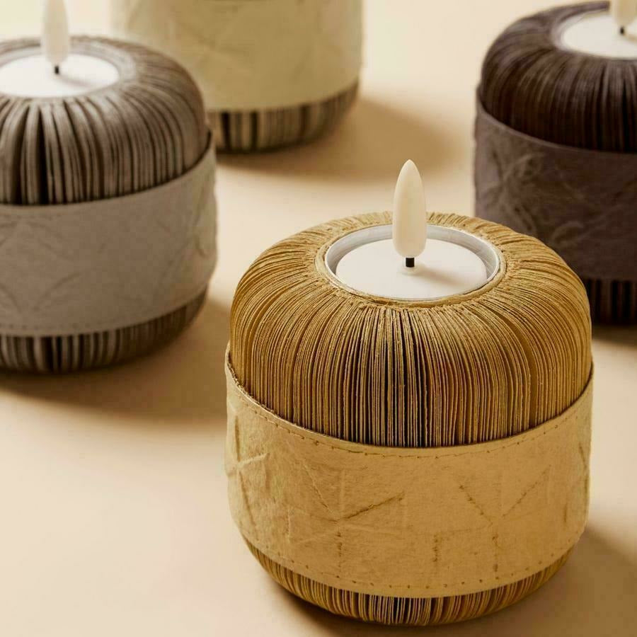 
                  
                    Fan Tealights Holder Ash Grey, Golden Tan and Mahogany candle holder for home deco homeware
                  
                