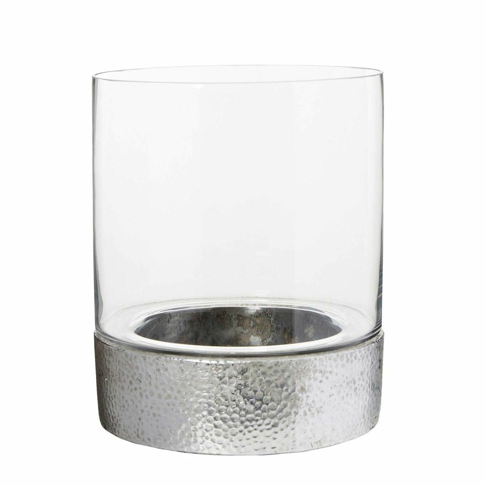 GLASS CANDLE HOLDER LARGE GREY