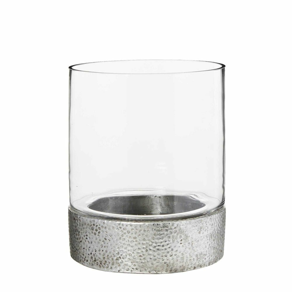 GLASS CANDLE HOLDER SMALL GREY