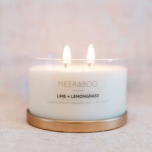 
                  
                    LIME + LEMONGRASS SOY CANDLE BY MEERABOO
                  
                