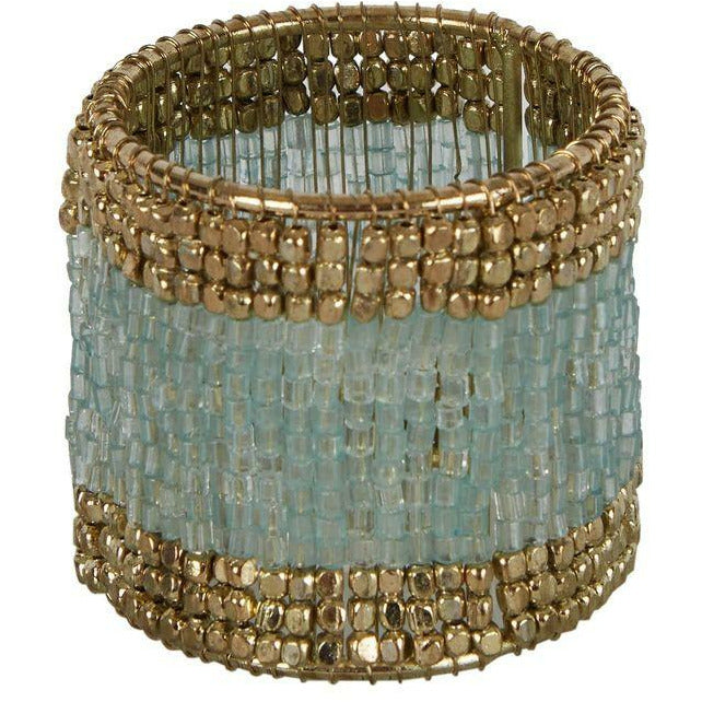 BEADED NAPKIN RING MINT GOLD