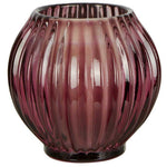 ROUND RIBBED GLASS TEALIGHT HOLDER SMALL PURPLE