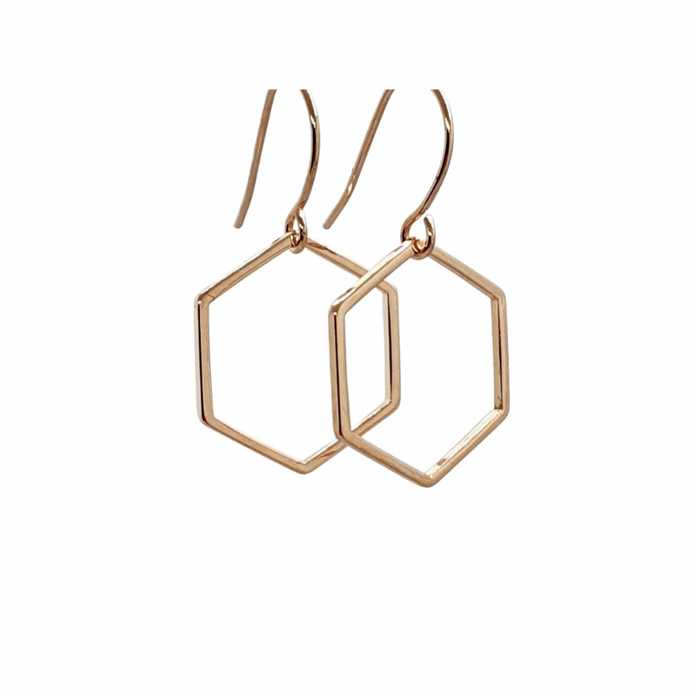 ROSE GOLD HEX DANGLES BY MADELLA DESIGNS