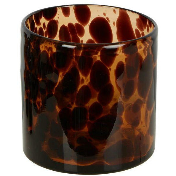 TORTOISE SHELL GLASS CANDLE HOLDER