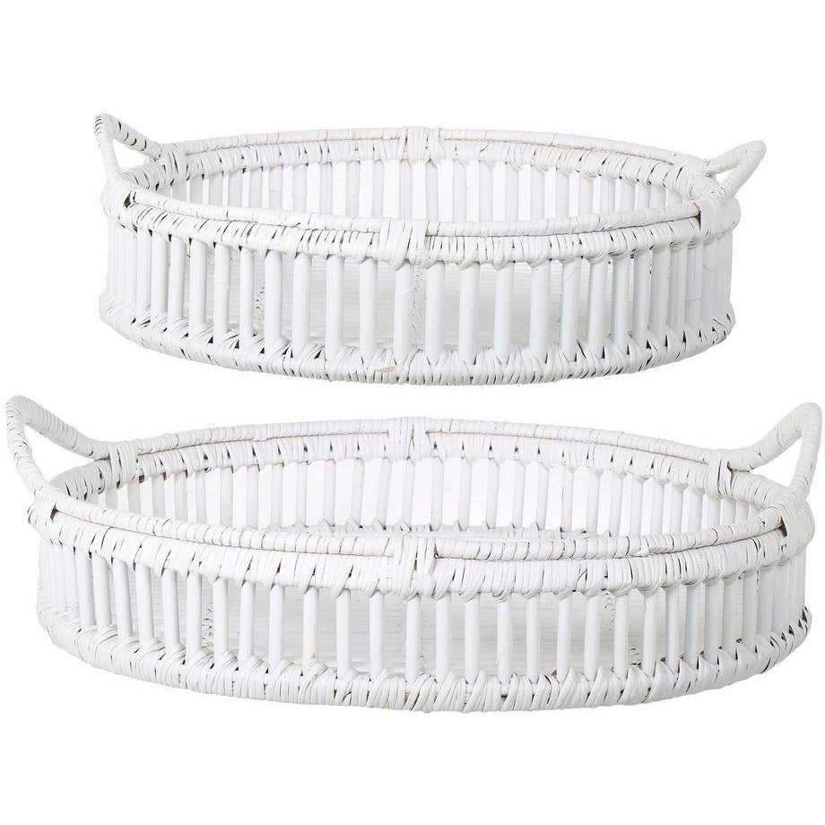 BAHAMA WHITE RATTAN TRAYS Set/2