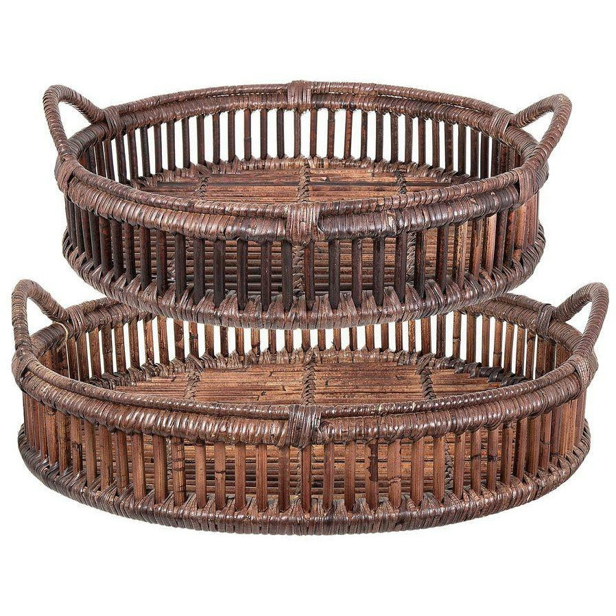 Rattan Trays Set of 2 Bahama Brown basket giftware for home décor 