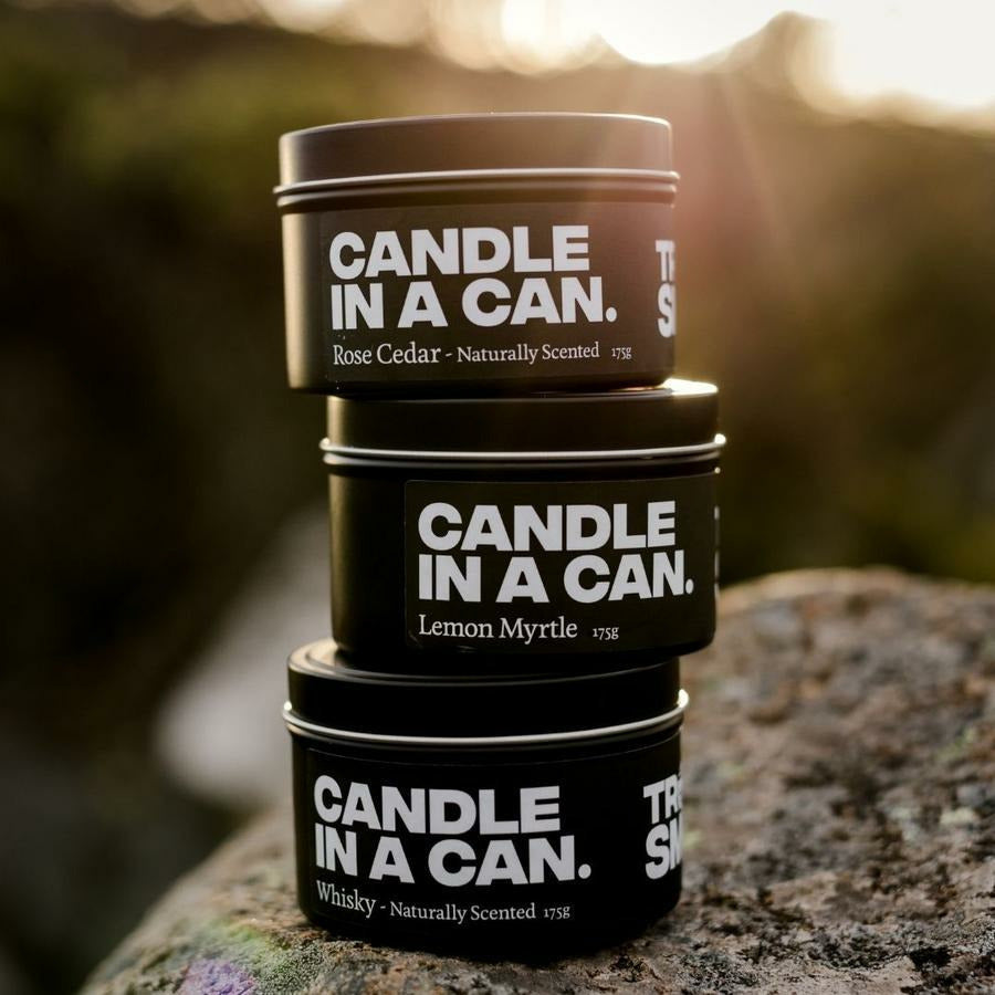 Troublesmiths naturally scented candles in a can. Amazing charitable cause. 