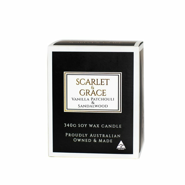 
                  
                    VANILLA PATCHOULI & SANDALWOOD SCENTED SOY WAX CANDLE BY SCARLET & GRACE
                  
                
